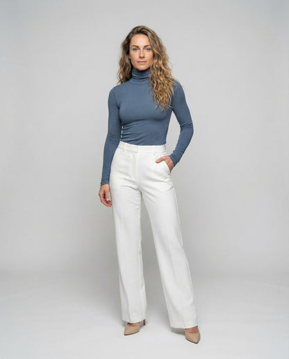 Damen Rollkragenpullover Transparenter Stretchjersey - Eveloria