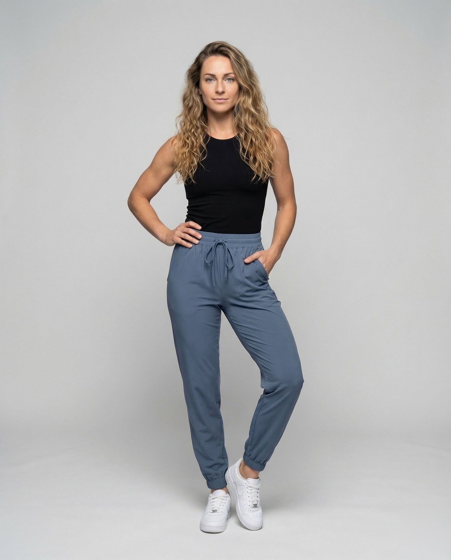 Damen Komfort-Hose Rippstruktur Schwarz - Eveloria