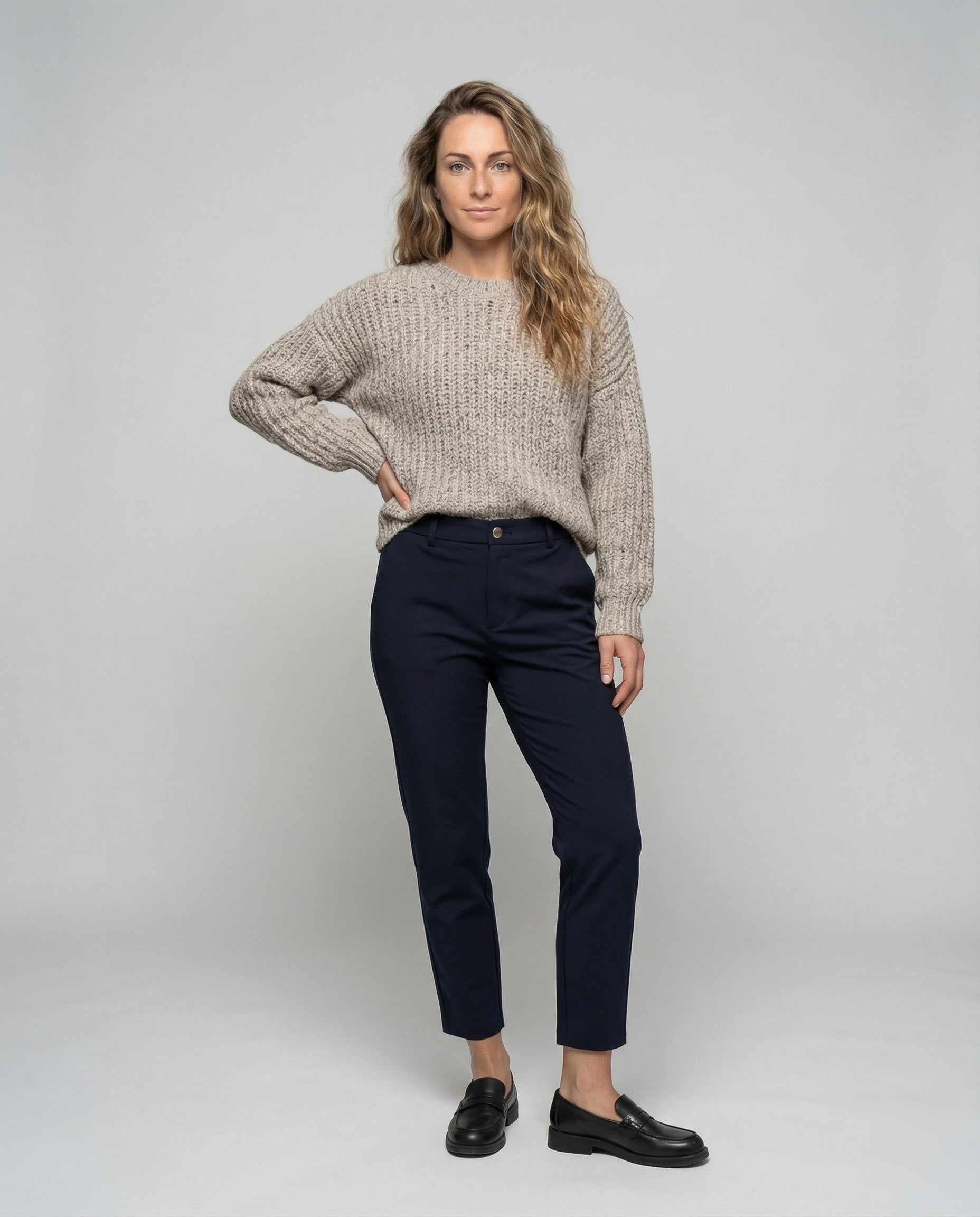 Damen Taillierte Anzughose Elastischer Bund Schwarz - Eveloria