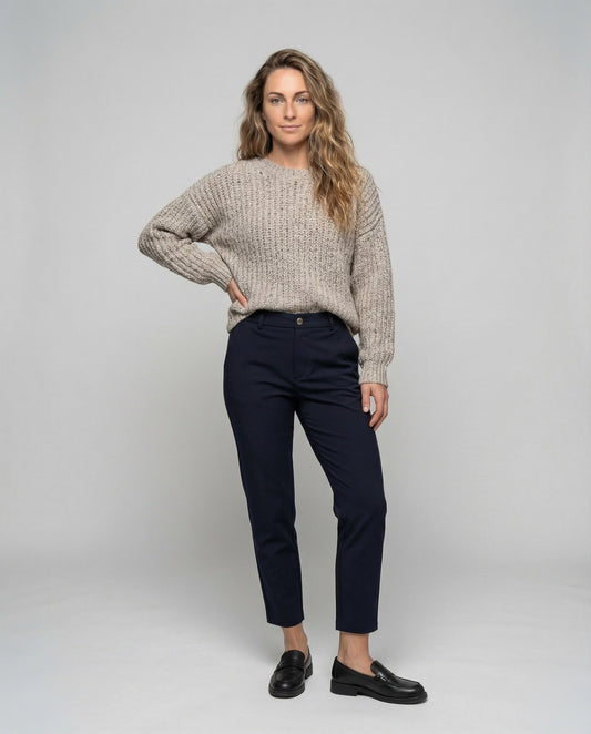 Damen Taillierte Anzughose Elastischer Bund Schwarz - Eveloria