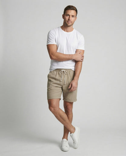Herren Leinen-Shorts Gekrempelter Saum - Eveloria
