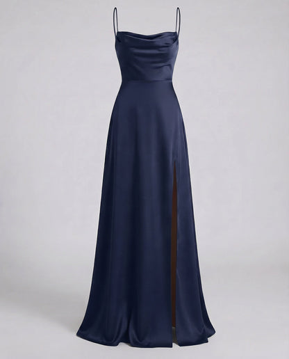Damen Maxikleid Elegantes Kleid mit Schlitz und geflochtenem Rücken
