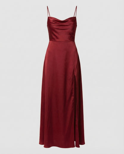 Damen Maxikleid Elegantes Kleid mit Schlitz und geflochtenem Rücken - Eveloria