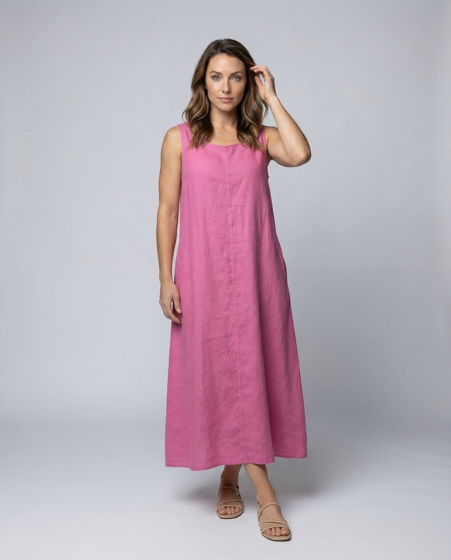 Damen Maxikleid A-Linie Leinen Weite - Eveloria