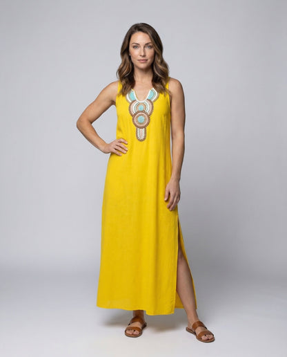 Damen Maxikleid Mit Ornamentalem Muster - Eveloria