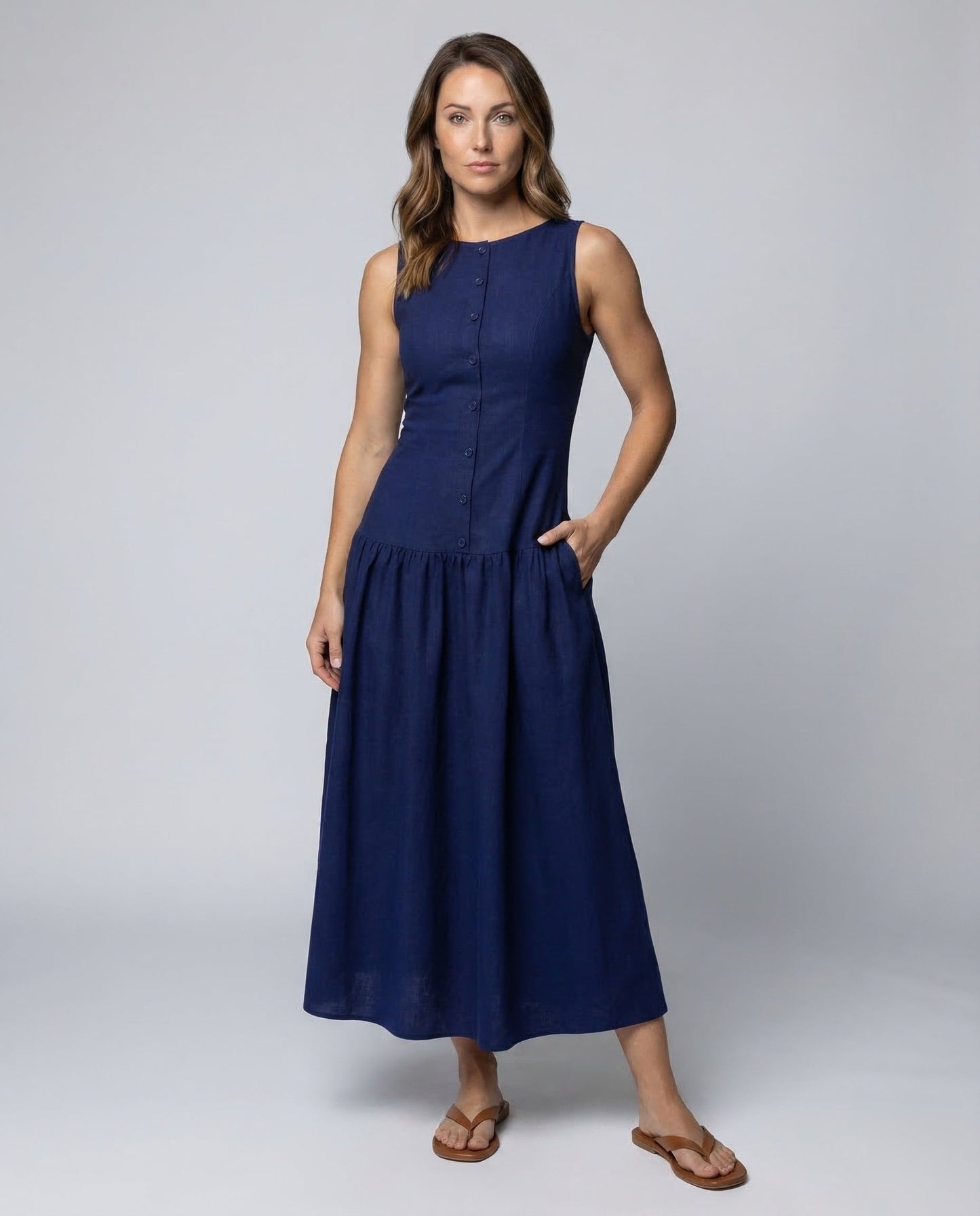 Damen Maxikleid Tailliert Stufenrock - Eveloria