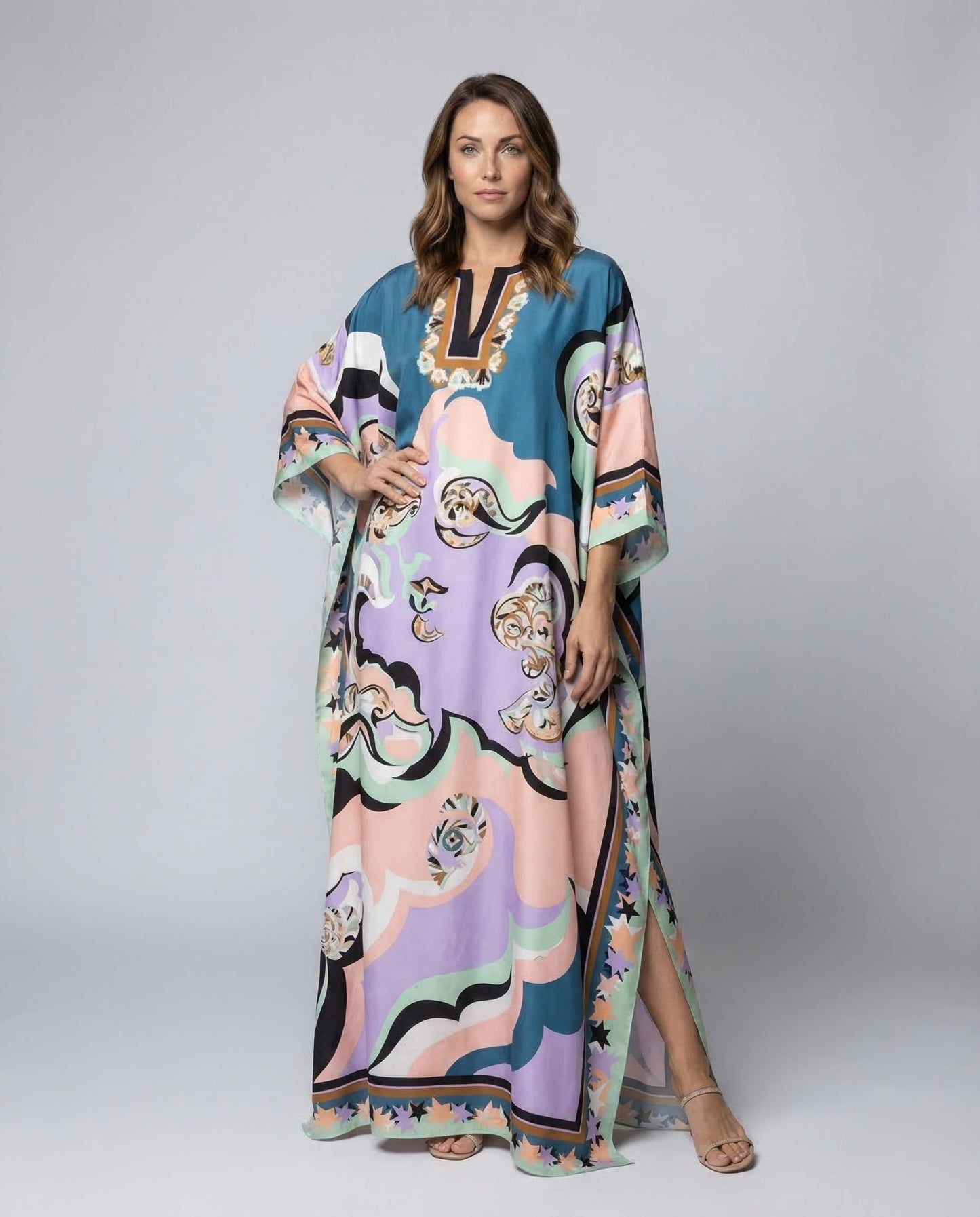Damen Kimono Robe Ornamentprint - Eveloria