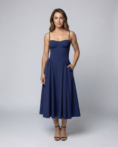 Damen Midikleid mit Bustier und Voluminösem Rock - Eveloria