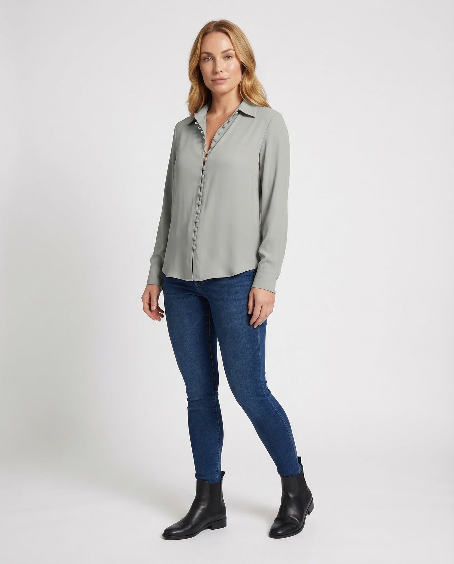 Damen Bluse Viskose Stoffknöpfe - Eveloria
