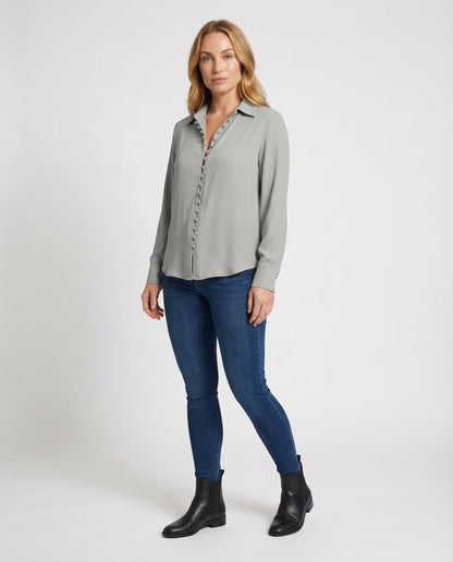 Damen Bluse Viskose Stoffknöpfe - Eveloria