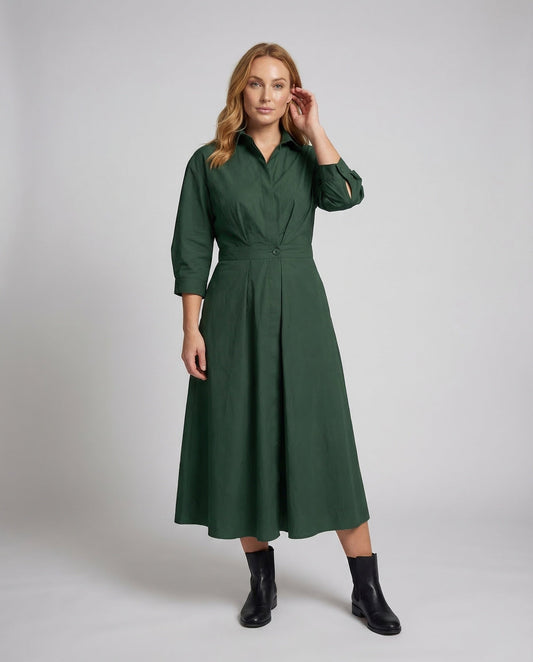 Damen Hemdkleid mit Knotenschlaufe und Stehkragen - Eveloria