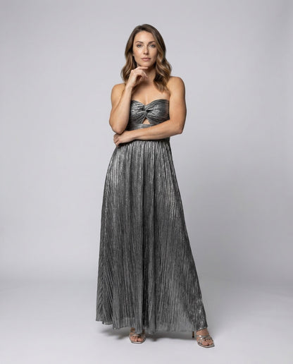 Damen Trägerloses Abendkleid Plissee Bustier Gedreht - Eveloria