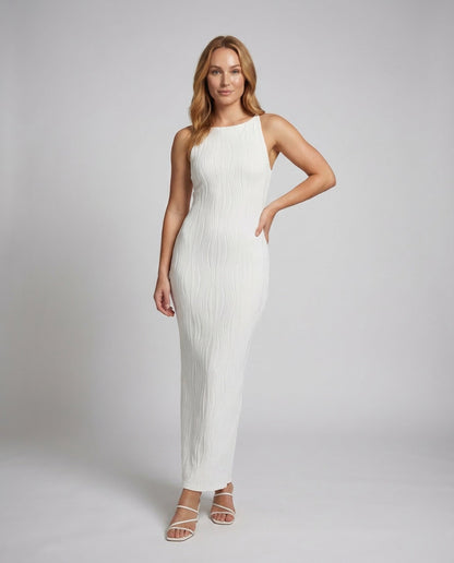 Damen ärmelloses Maxikleid Strukturierte Wellenoptik - Eveloria