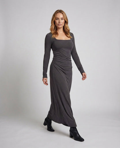 Damen Maxikleid aus Stretchjersey mit Seitenschlitz - Eveloria