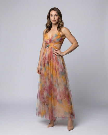 Damen Abendkleid Chiffon Gekreuzte Korselett-Passform - Eveloria