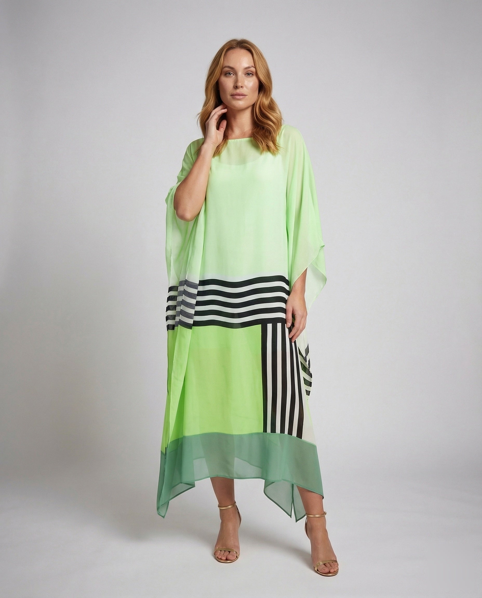 Damen Chiffon-Kleid Asymmetrischer Saum Lang - Eveloria