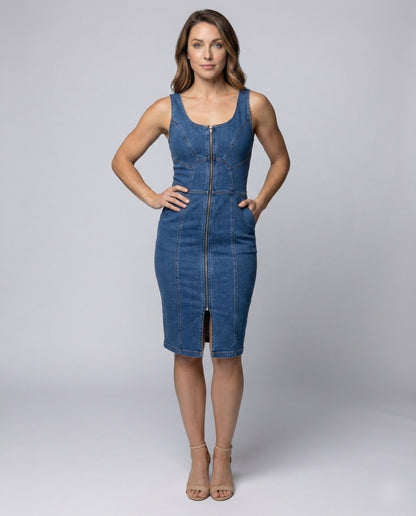 Damen Jeans-Korsett-Kleid mit Metallreißverschluss - Eveloria