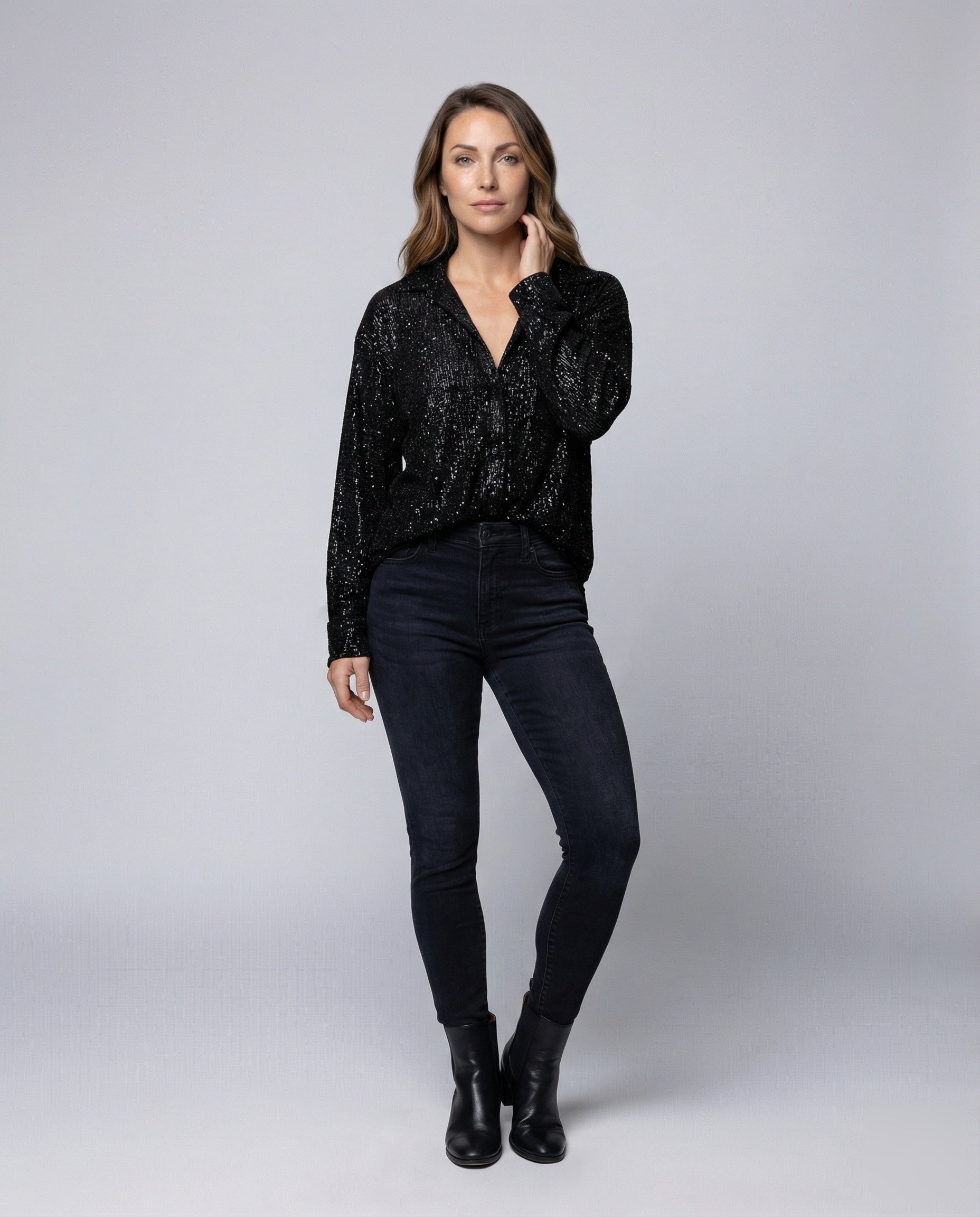 Damen Strickpullover Glitzer Pailletten-Effekt - Eveloria