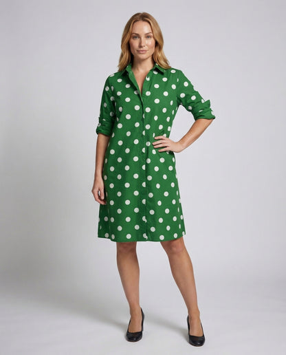 Damen A-Linie Hemdblusenkleid Aufgekrempelte Ärmel - Eveloria