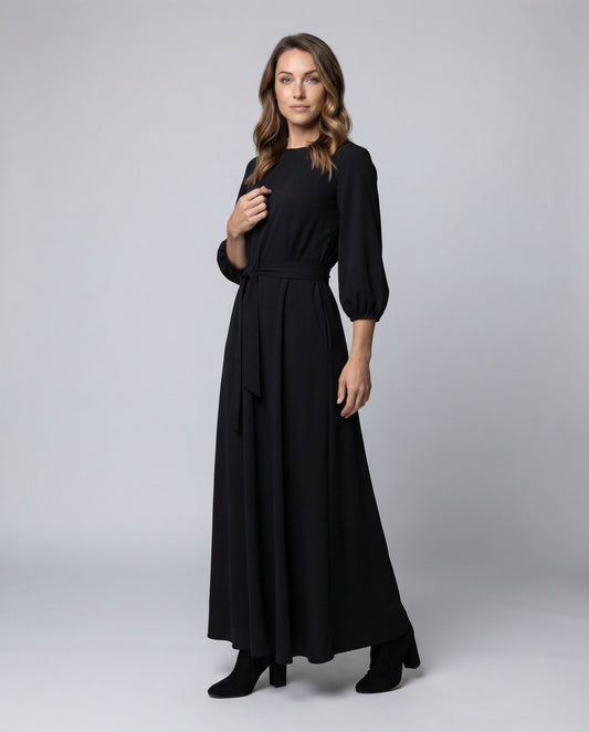 Damen Abendkleid Taillierter Bindegürtel A-Linienrock - Eveloria