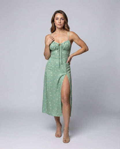 Damen Longdress Korselett-Style Hoher Schlitz - Eveloria