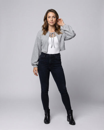 Damen Strickbolero Ballonärmel Bindeband - Eveloria