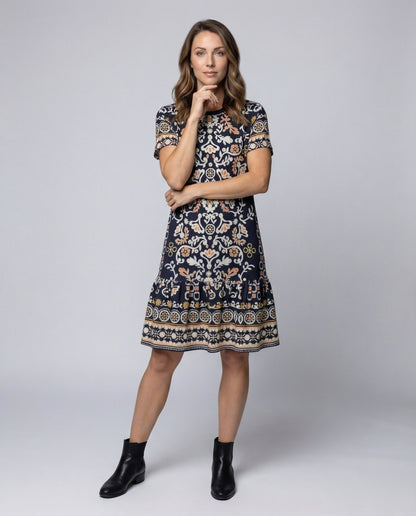 Damen Kurzkleid Folklorisch Volant Saum - Eveloria