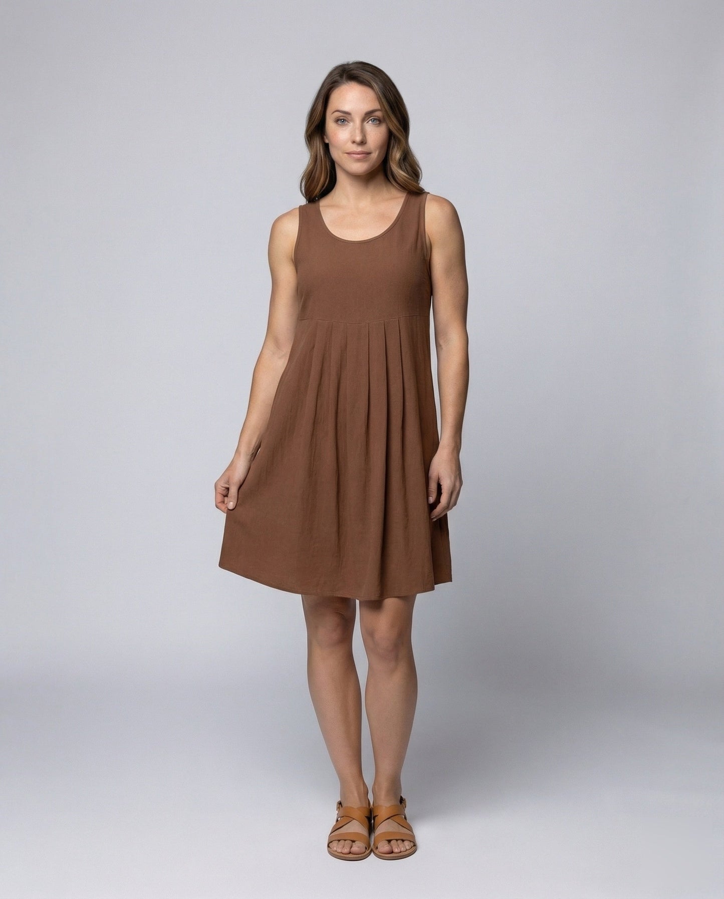 Damen Midikleid mit Empire-Taille und Kellerfalten - Eveloria