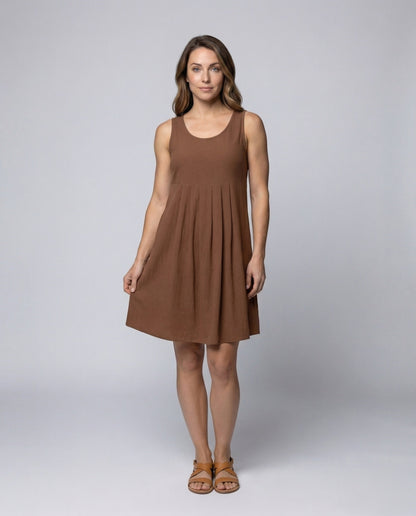 Damen Midikleid mit Empire-Taille und Kellerfalten - Eveloria