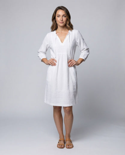 Damen Strandkleid Leinen-Baumwoll-Mix mit Kapuze - Eveloria