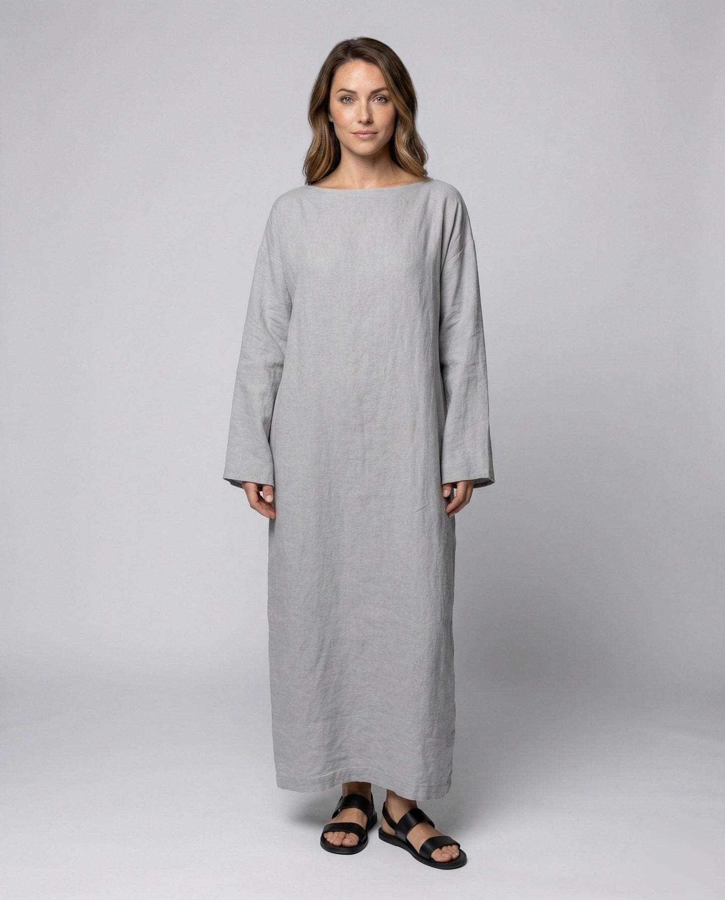 Damen Leinen-Kaftan Kleid Oversize Schnitt - Eveloria