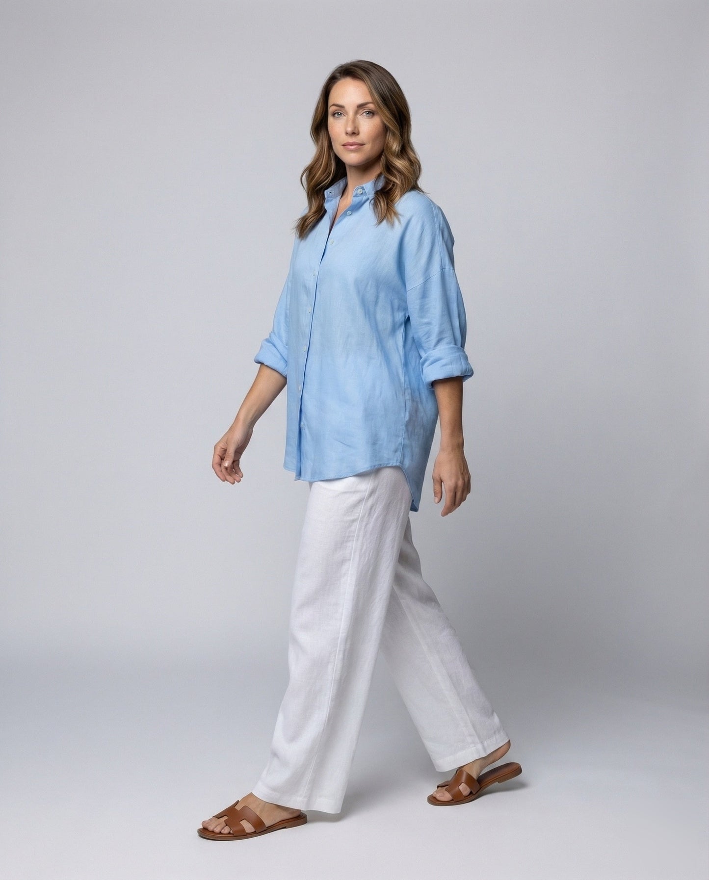 Damen Leinenbluse Extraweite Manschetten - Eveloria