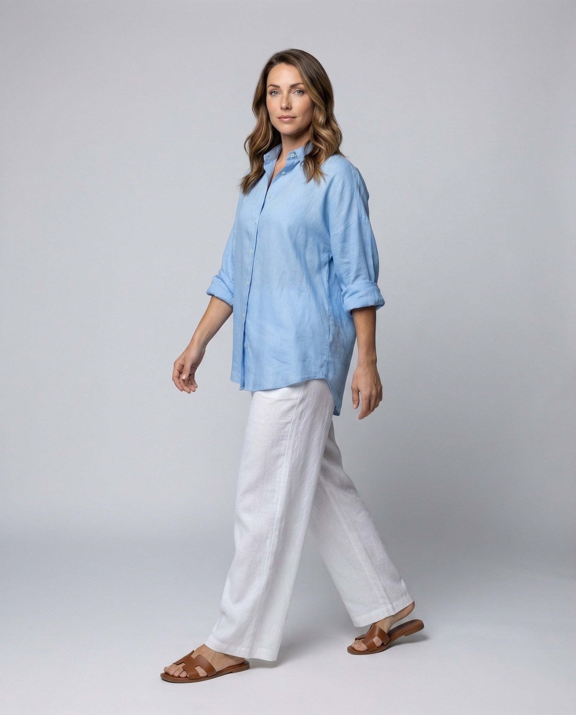 Damen Leinenbluse Extraweite Manschetten - Eveloria