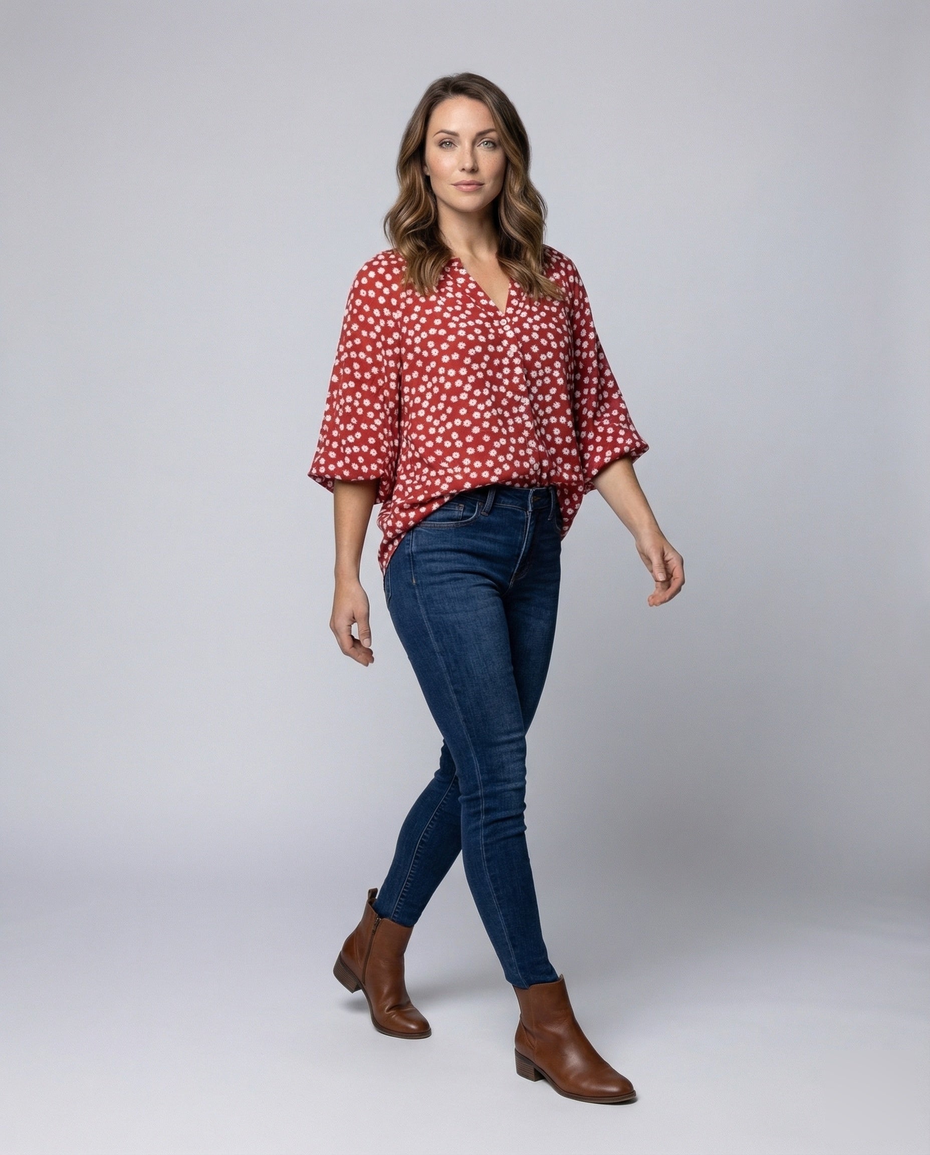 Damen Bluse mit Volantärmeln Floralmuster - Eveloria