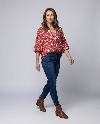 Damen Bluse mit Volantärmeln Floralmuster - Eveloria