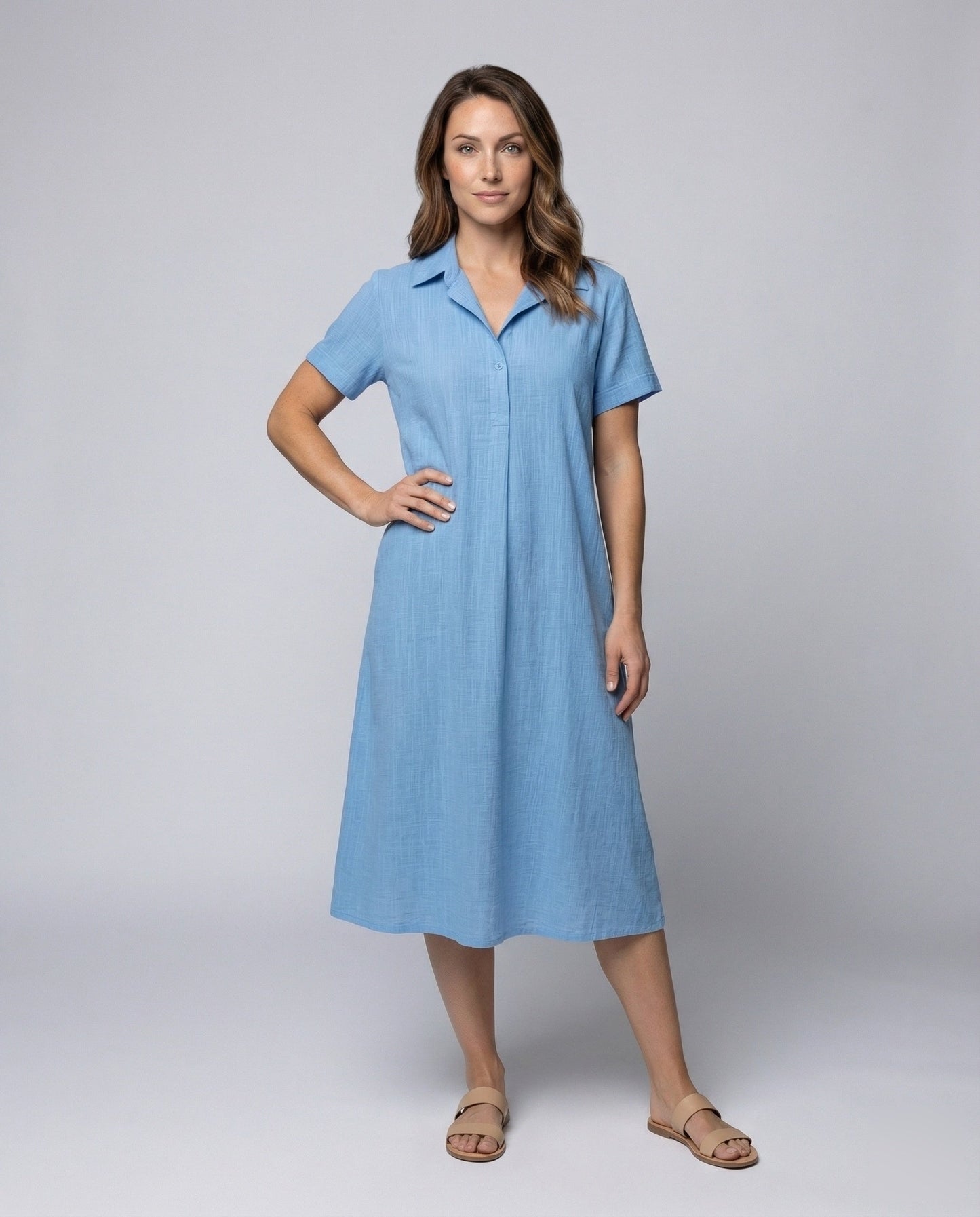 Damen A-Linie Midikleid Bluse-Kleid - Eveloria