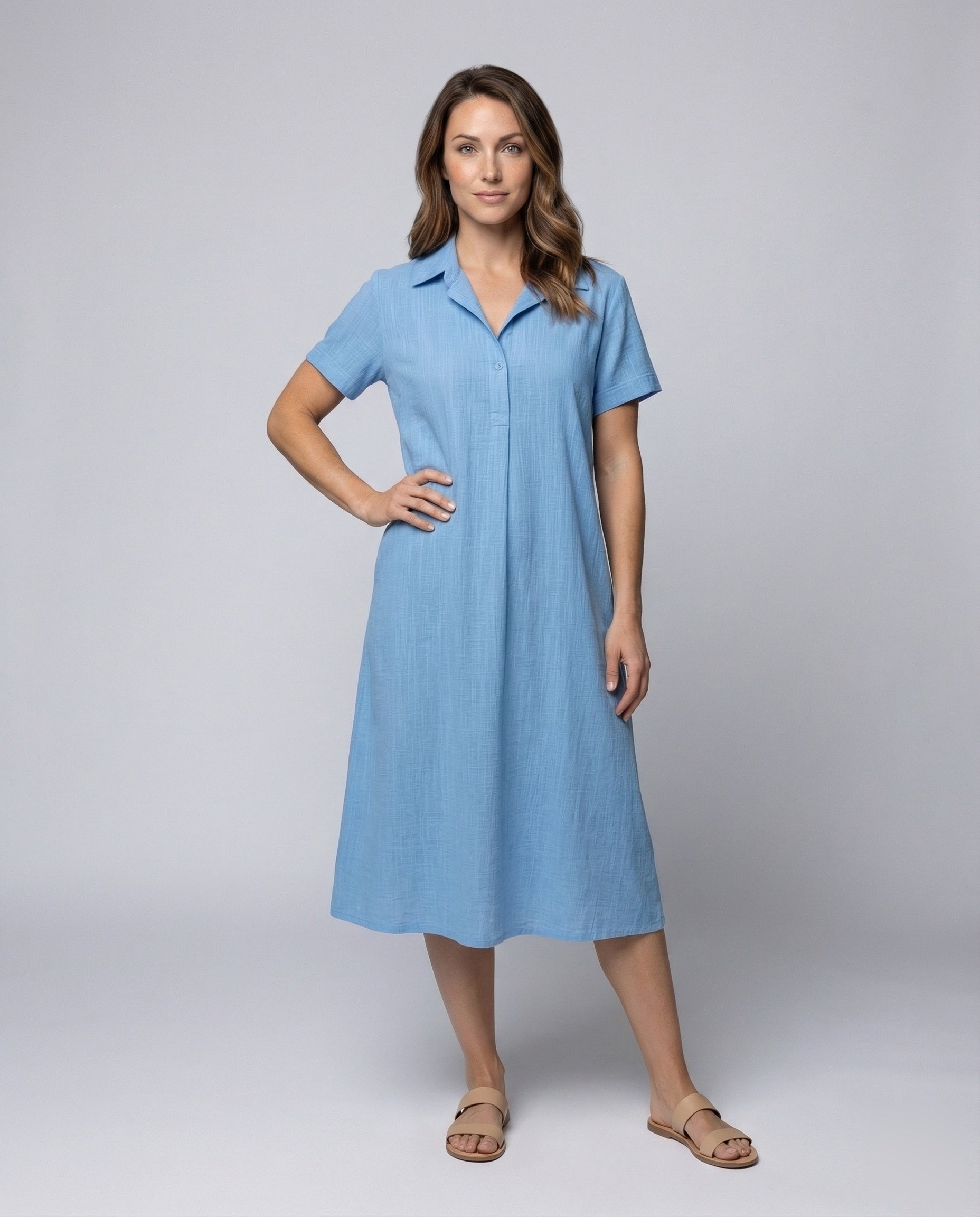 Damen A-Linie Midikleid Bluse-Kleid - Eveloria