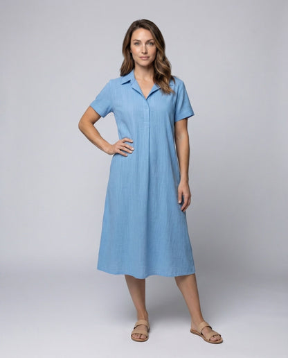 Damen A-Linie Midikleid Bluse-Kleid - Eveloria