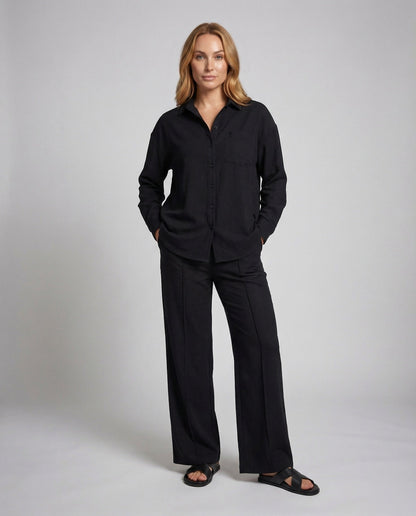 Damen Hemd Palazzo Set Leinenoptik - Eveloria