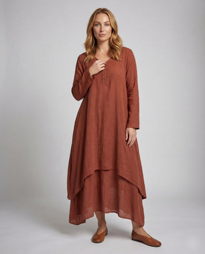 Damen Maxikleid Asymmetrischer Saum Lang - Eveloria