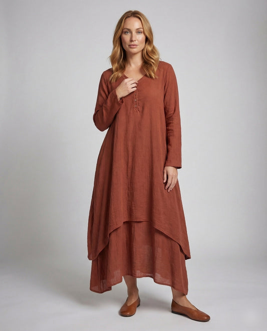 Damen Maxikleid Asymmetrischer Saum Lang - Eveloria