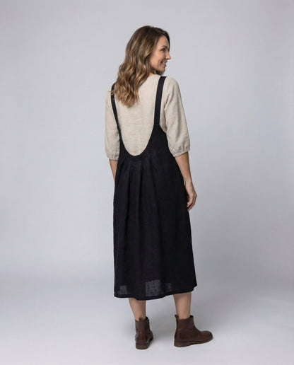 Damen Leinenkleid A-Linie Leicht Lockeres Design