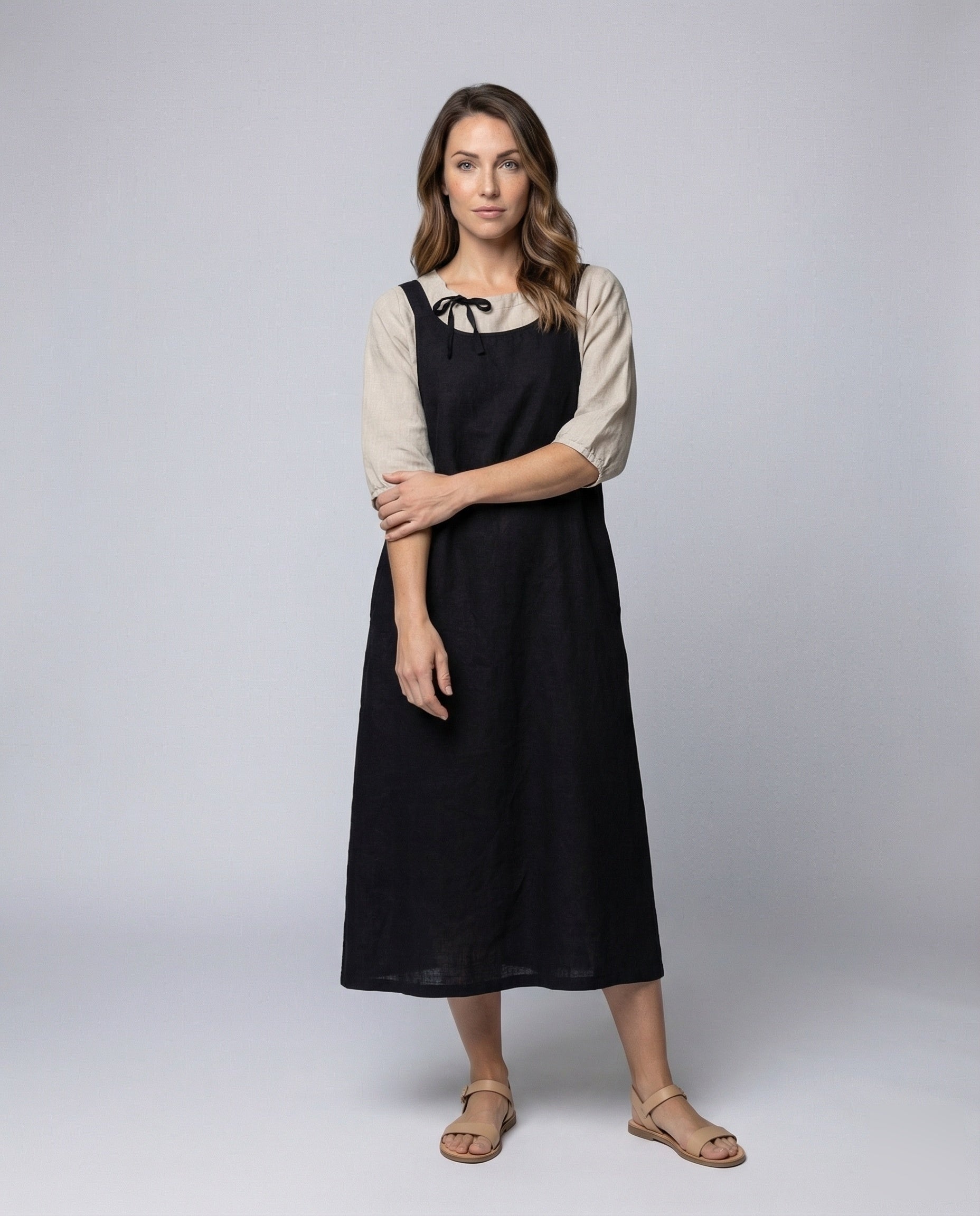 Damen Leinenkleid A-Linie Leicht Lockeres Design - Eveloria