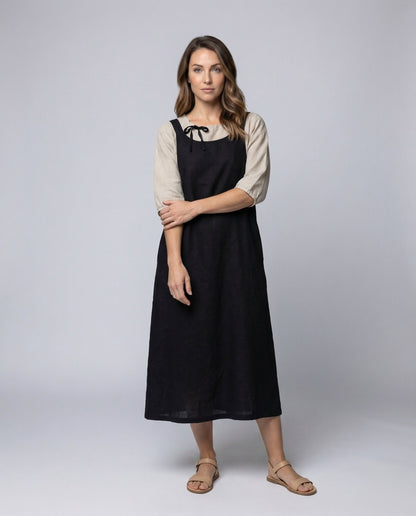 Damen Leinenkleid A-Linie Leicht Lockeres Design - Eveloria
