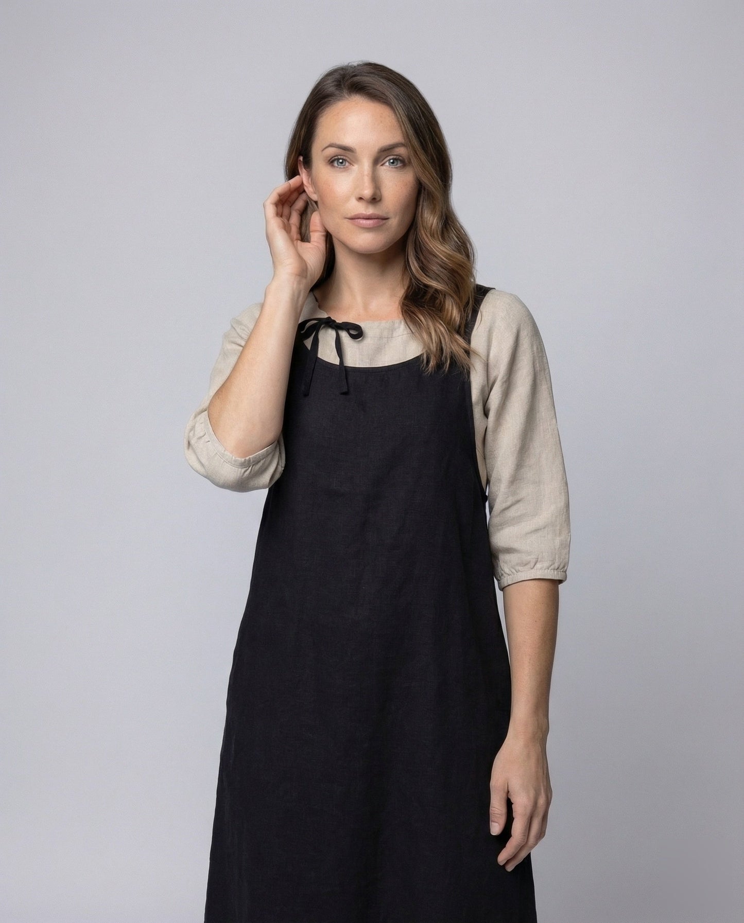 Damen Leinenkleid A-Linie Leicht Lockeres Design