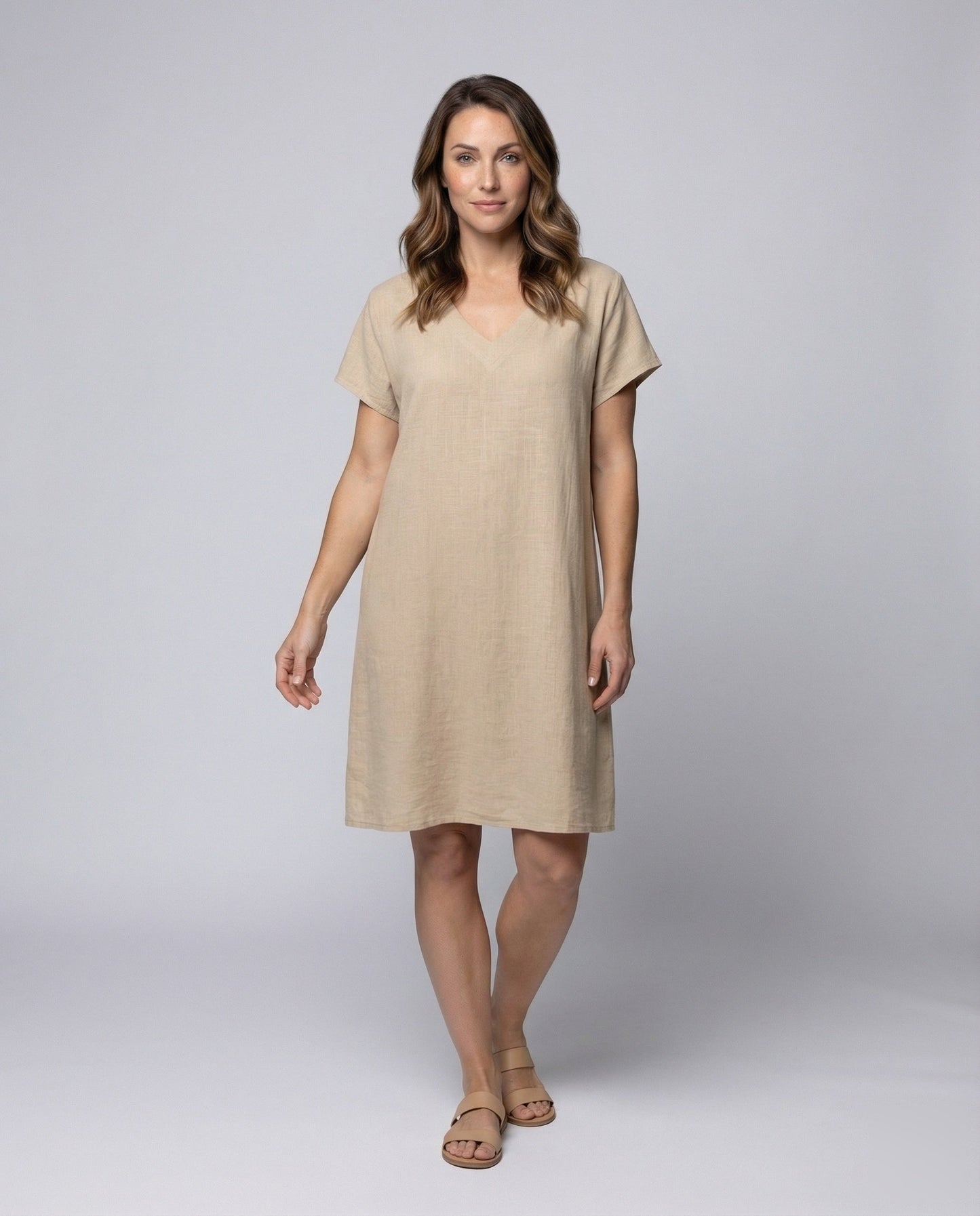 Damen Leinenkleid Mit Kasten-Oberteil - Eveloria