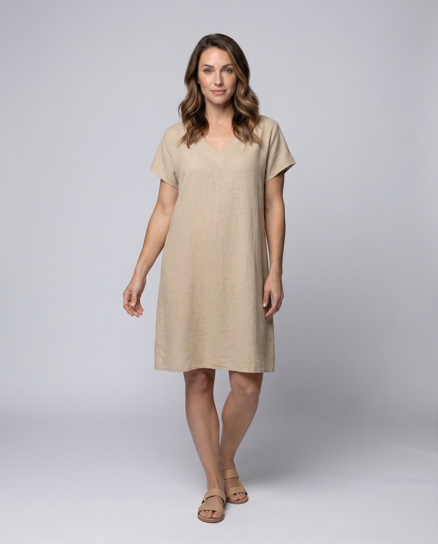 Damen Leinenkleid Mit Kasten-Oberteil - Eveloria