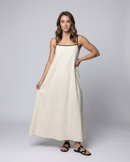 Damen Maxikleid Eckiger Ausschnitt Spaghettiträger - Eveloria
