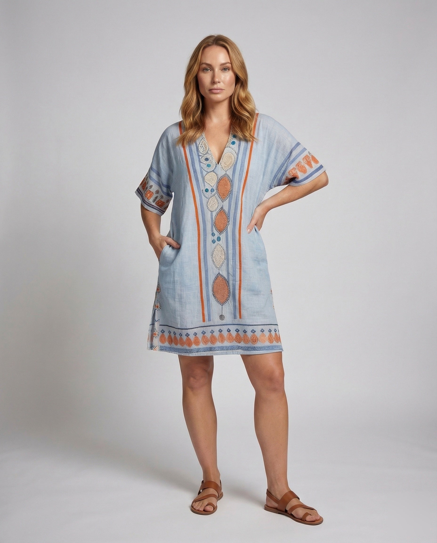 Damen Strandkleid Kimonoärmel Leicht Sommerkleid - Eveloria