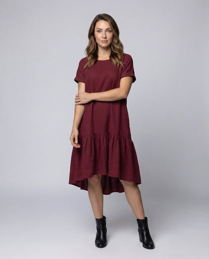 Damen Asymmetrisches Stufenkleid mit Volant-Saum - Eveloria